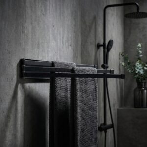 WIESZAK NAŚCIENNY RAMIENNY OBROTOWY NA RĘCZNIKI 410MM CZARNY